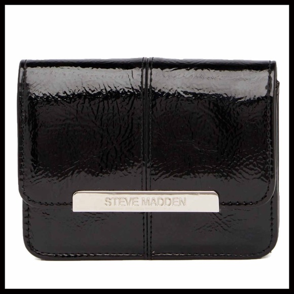 STEVE MADDEN SET BLACK WALLET & KEY CHAIN - Picture 2 of 8